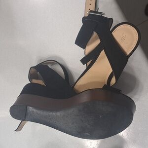 Zara Black Wedge Sandals